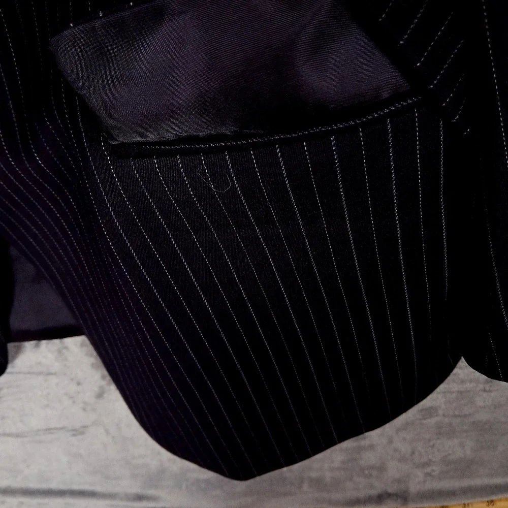 Jones‎ New York Mens 42R Wool Pinstripe Blazer Jacket Navy Stripe Classic Y2K